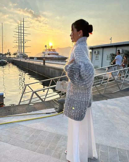 Cárdigan de punto con lentejuelas